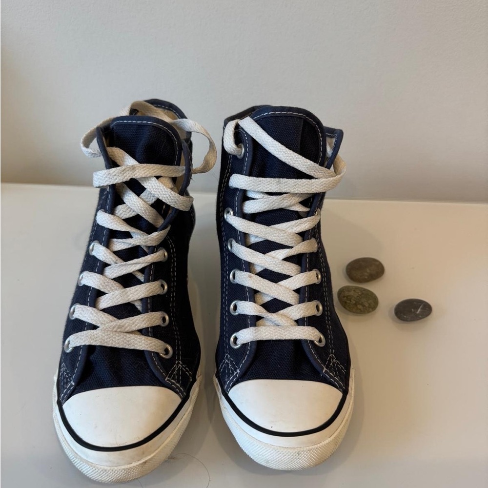 Converse Blue and White Heels with Classic Design